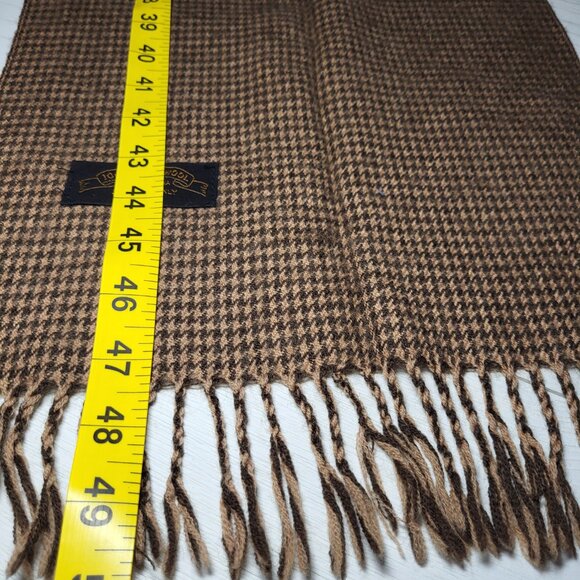 Vintage Scarf 100% Wool Brown Checkered Plaid. - Picture 4 of 4